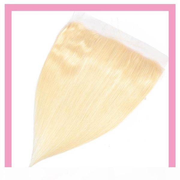 

indian 100% human hair blonde color 613# silky straight 13x4 lace frontal with baby hair part blonde color, Black;brown