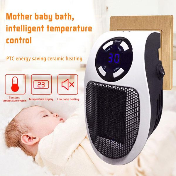 

portable household dormitory heater small heater office toilet intelligent remote control heating fan with led plug itas1416