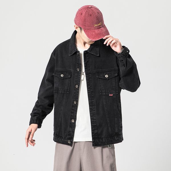 

2021 new denim jeans black autumn blue spring fashion male jackets outward big-size clothes ujmx, Black;brown