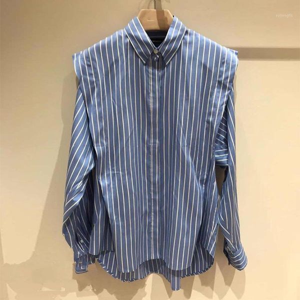 

2020 autumn and winter new striped long-sleeved wild casual loose shirt, White
