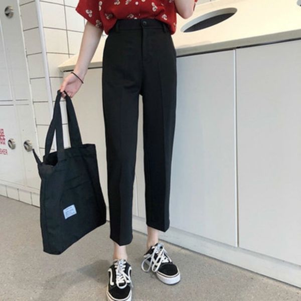 

2020 spring summer women suit pants fashion female office lady high waist harem pant pantalon casual trousers plus size s- lj201201, Black;white