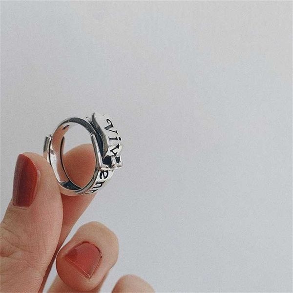 

kinel vintage ring real 925 sterling silver punk open design belt buckle silver ring for women party jewelry gifts 220210, Slivery;golden