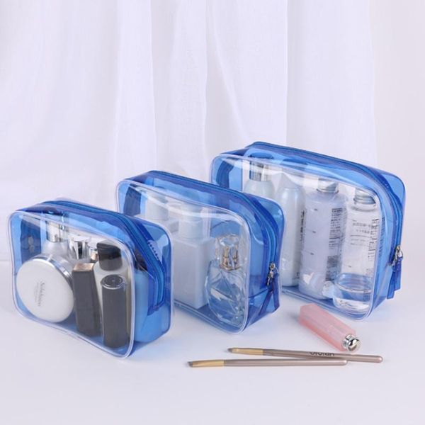 

3pcs portable travel transparent pvc clear makeup bag zipper large cosmetic bag beauty toiletry