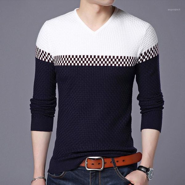 

autumn winter warm knitted sweaters men pullover nice casual patchwork slim v-neck cotton navy men sweater plus size 5xl1, White;black
