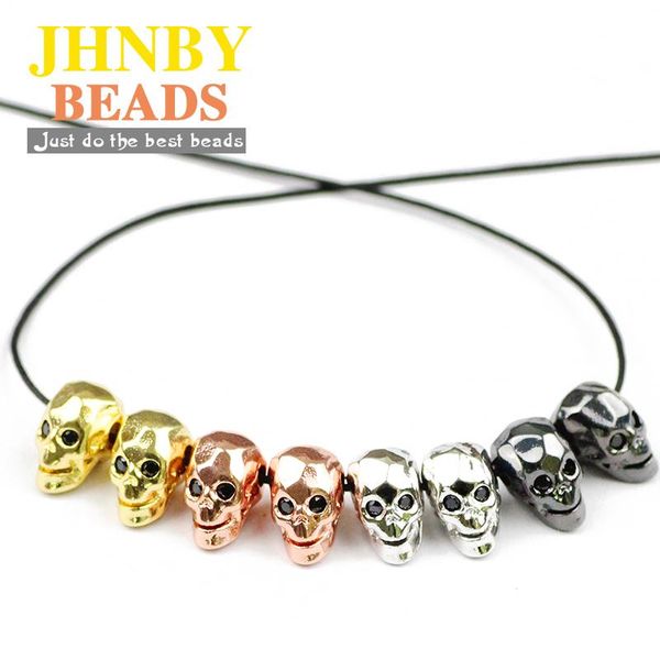 

jnby 4pcs skull covants crup spacer bears pave cz crystal clarms свободные бусины для ювелирных изделий браслет браслет делать diy выводы wm, Bronze;silver