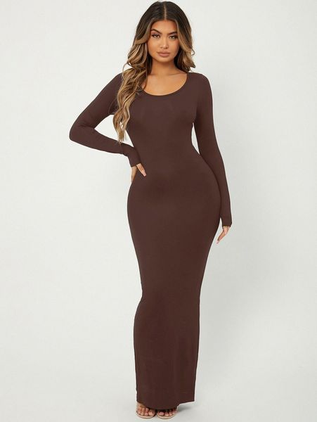 

sxy solid maxi bodycon dress x7bk#, Black;gray