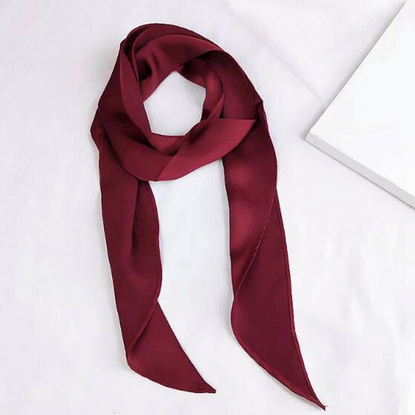 

fashion solid color long ribbon silk scarf spring summer women's wild small neck scarves neckerchief hair band bag handle wraps q sqcai
