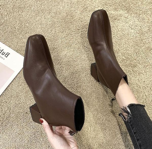 

new boots black boots genuine leather ladies shoes spring female design heel ankle women shoes1