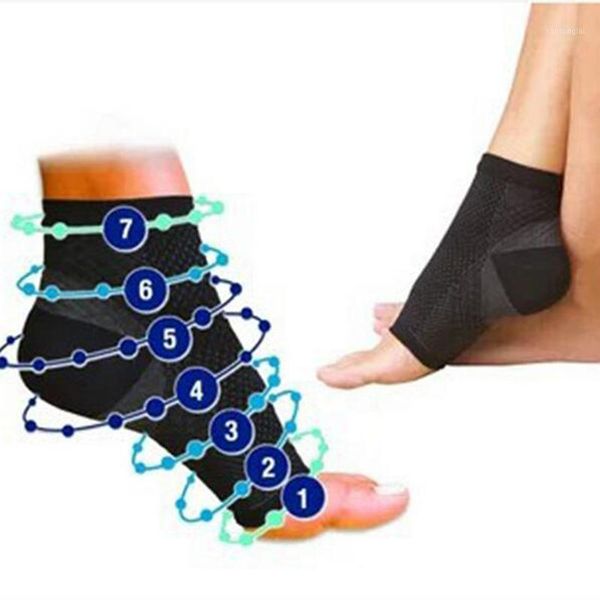 

men female anti fatigue foot angel socks cycle blood compression foot sleeve men's sock1, Black