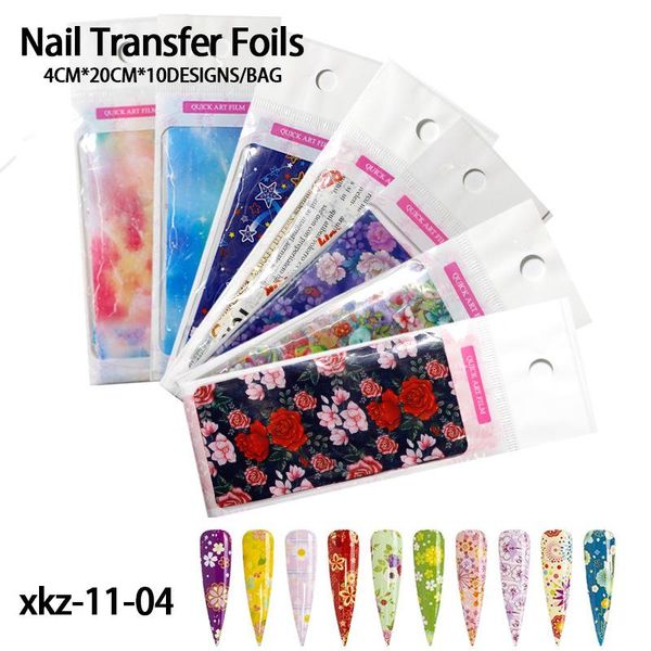 

stickers & decals 10pcs/set flowers leaf nail foils for art decorations designs manicure transfer wraps accessories 4*20cm, Black