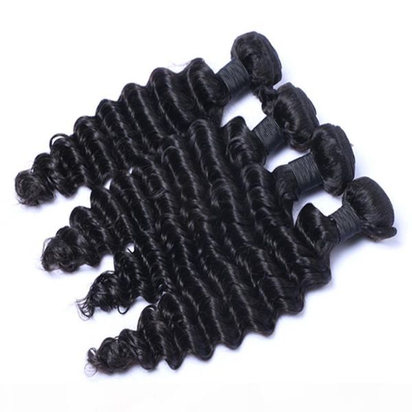 

can be dyed ombre color hair extensions peruvian indian malaysian cambodian remy human hair weft weave deep wave ing, Black