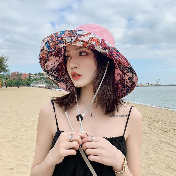 

summer women double-sided cotton linen sun hat elegant big wide brim foldable beach sun floppy hats flat caps jllnju, Black;white