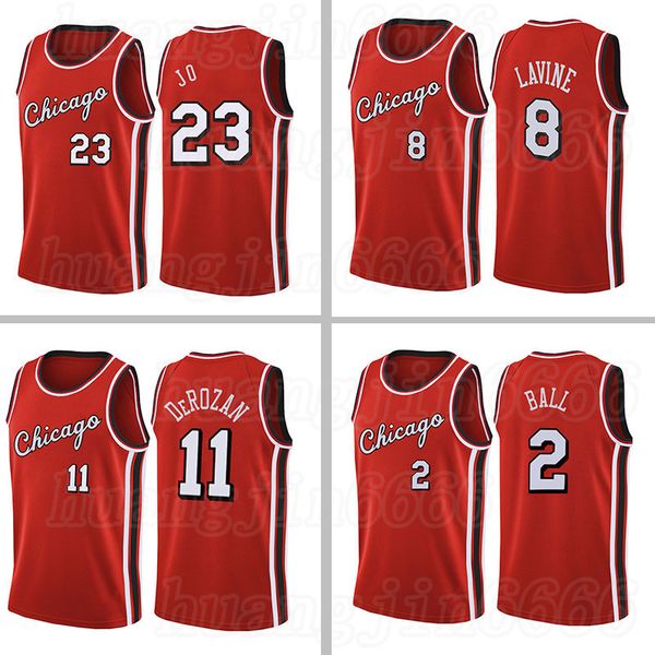 

2022 lonzo 2 ball demar 11 derozan basketball jerseys 9 45 23 michael jd zach 8 lavine men 75th anniversary chicagos jersey bull ncaa, Black;red
