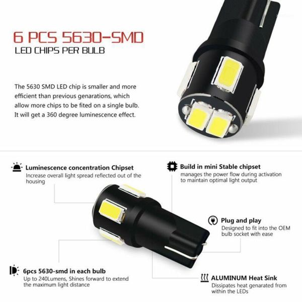 

led led license plate light plate light bulbs 6000k 168 2825 194 158 192 10x 10*1