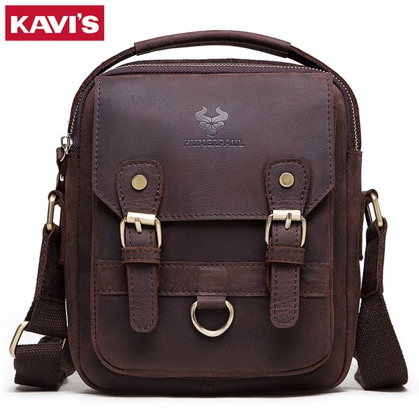 

kavis genuine cow leather men shoulder bags messenger bag male handbag business crossbody bolsos casual tote famous brand