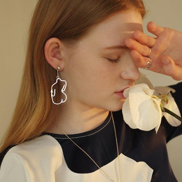 

dangle & chandelier artsy hollow women body drawing earrings girls jewelry femme boucle d'oreille, Silver