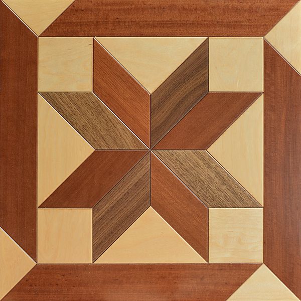 Pavimento in legno semi massello Parquet di betulla Mobili per pavimenti in legno Medaglione in PVC Intarsio Poligono Decorativo Noce nera Pannelli per la casa finiti Piastrella a stella d'arte