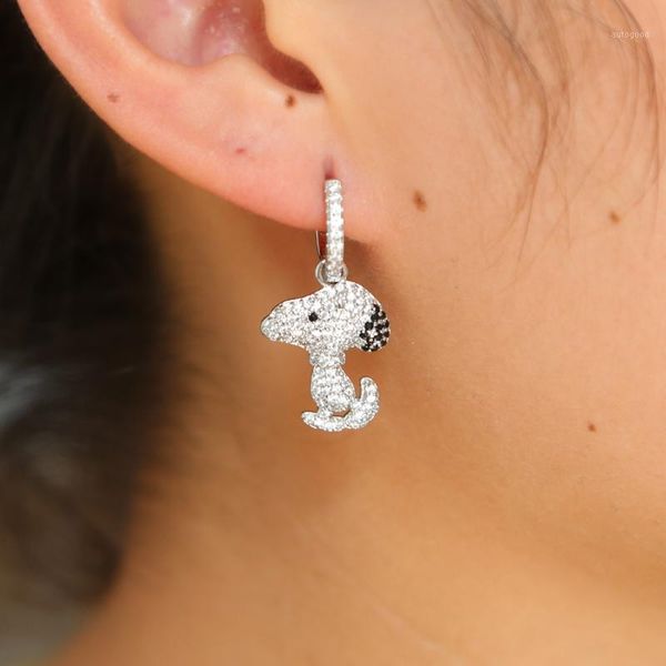 

stud 2021 arrived women girl jewelry cute dog lover pet micro pave cz elegant puppy studs earring fashion animal french earr1, Golden;silver