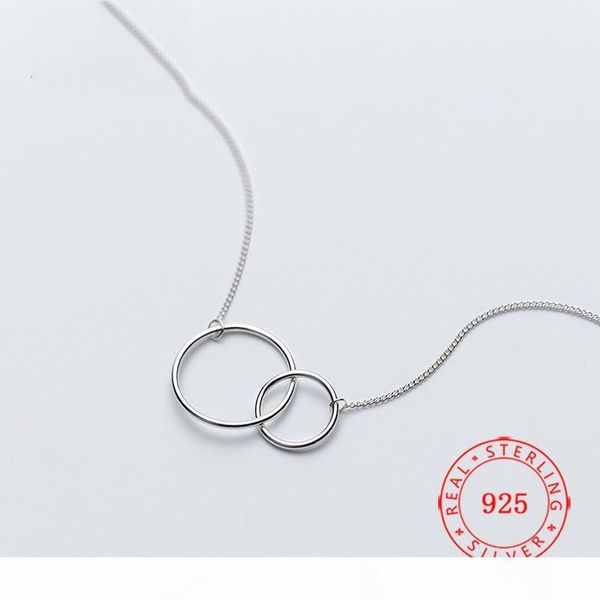 

minimalist 925 sterling silver classic geometric shape round circle women jewelry double circle 18k gold necklace