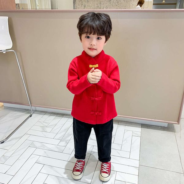 

happy dudujia boys' sweater tang children's new year's coat baby red winter cloth chine sle, Blue