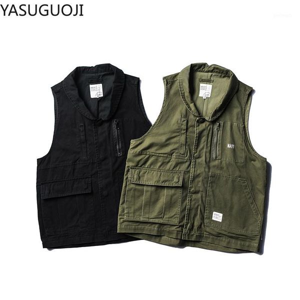 

men's vests yasuguoji outdoor men's tactical vest man mens denim cargo safari jacket multi pockets sleeveless travel jackets1, Black;white