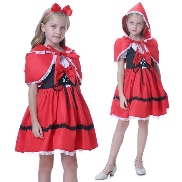 

cosplay, a new type of children's little red riding hood costume for halloween, Black;gray