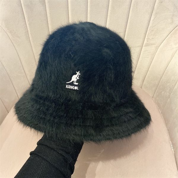 

lva7 kangaroo bucket hat velvet kange kangaroo embroidery animal winter fall hat pot cloth fisherman mens towel cap good quality, Brown;gray