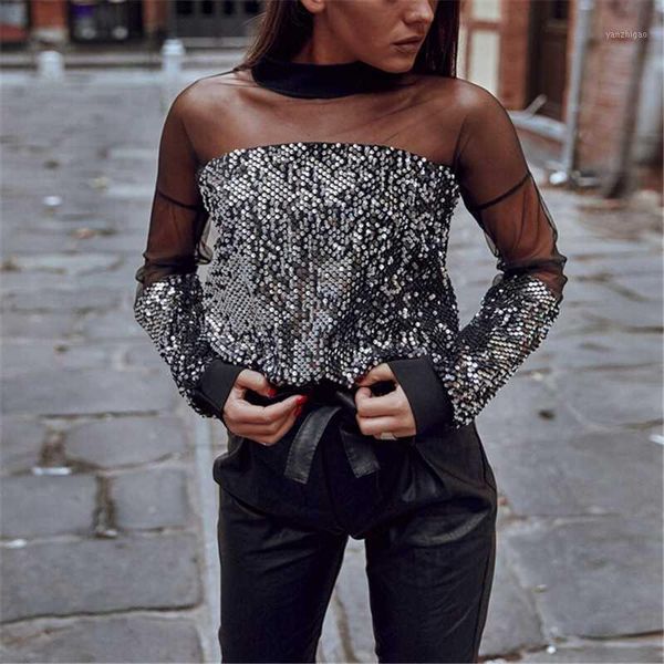 

blouse sequin shirt women long sleeve blouse womens and blouses streetwear women blouses ladies shirt party clothes1, White