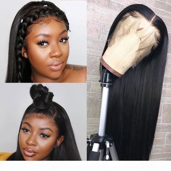 

peruvian straight lace front human hair wigs front lace wigs with baby hair pre plucked natural hairline 150% remy full end lace wigs, Black;brown