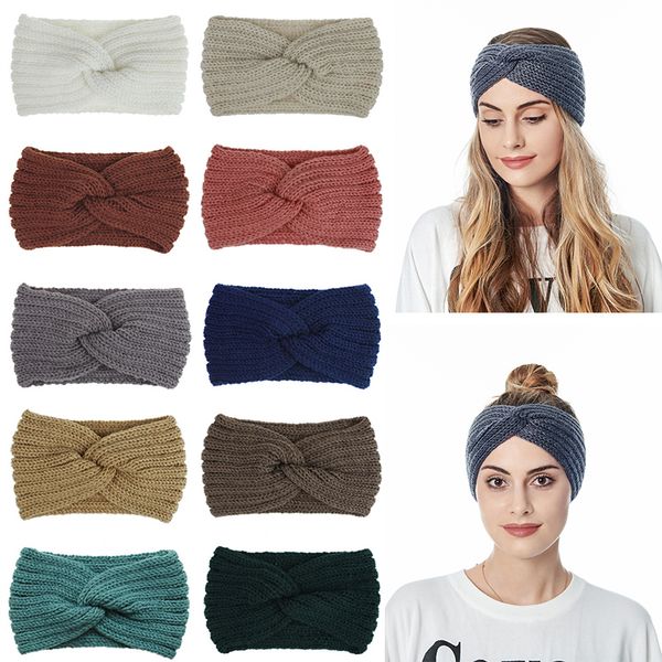 

dhl shipping women warm headbands ear warmer cable crochet turban hairwrap elastic hair band for winter outdoor sports ski kimter-b306f