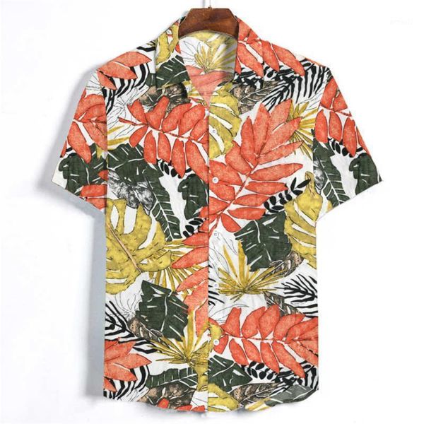 

men's t-shirts home&nest summer men's plus size casual fashion hawaii short sleeve tropical print button down lapel t-shirt 2021 1, White;black