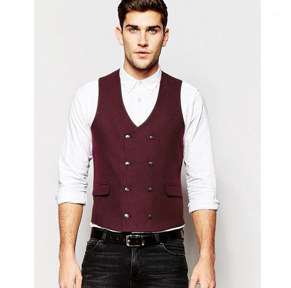 

custom made modern fit suit separate vest slim waistcoat in burgundy business vests for man1, Black;white