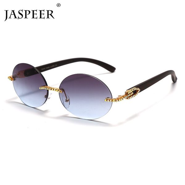 

jaspeer модные овальные овальные солнцезащитные очки женщины роскошный алмазный градиент безрамные солнцезащитные очки мужские дамы горный х