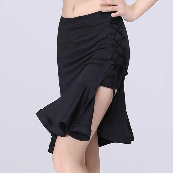 

2020new latin skirt for women drawstring design dance costumes performance latin skirts female dance dress practice skirts1, Black;red