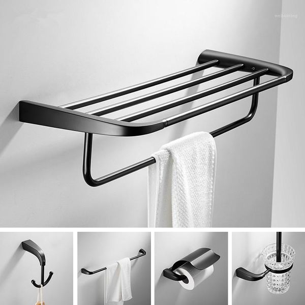 

bath accessory set bathroom accessories black toilet brushed holder solid brass hardware sets towel rack corner shelf hooks 1