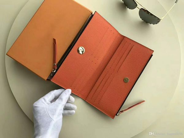 

famous designer women card holder wallet double zipper genuine leather wallet with dust bag m61269 purses with box cx#41 bags, Red;black