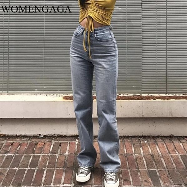 

vintage high waist jeans american retro light blue high waist loose straight wide leg pants slim denim pants trousers women lj201127