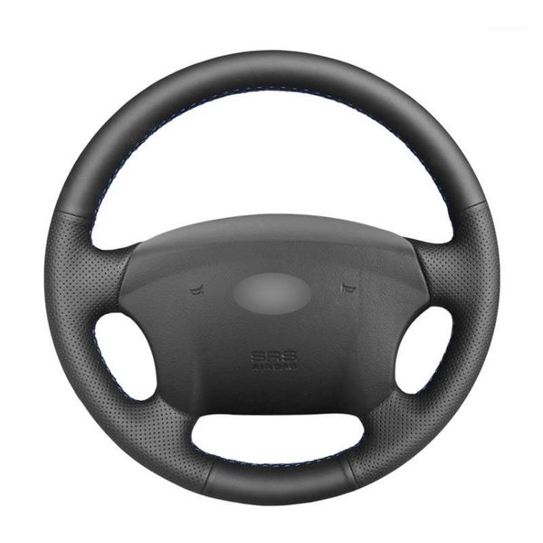 

hand-stitched diy black pu artificial leather car steering wheel cover for sonata nf 2005-2006 kia carens 2007-20111