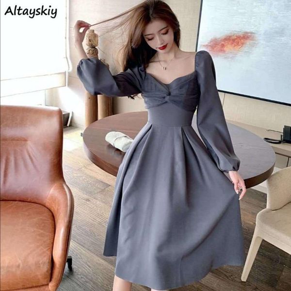 

empire dress women vintage chic retro french elegant party ladies clothing fashion mesh patchwork autumn female vestidos1, Black;gray