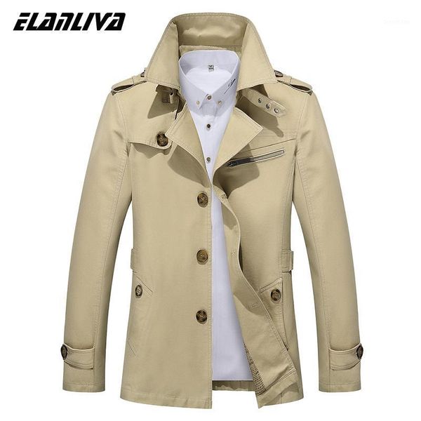 

2020 mens autumn business casual jacket male outdoor long lapel windbreaker lightweight jackets men's trench coat brand clothing1, Tan;black