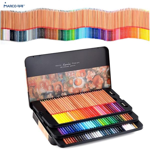 

marco 12/24/36/48/72/100/120 oily colored pencils lapices de colores for coloured drawing pencil set art supplies crayons y200428