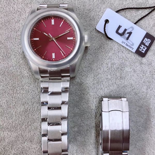 

2020 u1 factory mens watch automatic mechanical sapphire glass solid stainless 41mm fashion red dial men watches male wristwatches, Slivery;brown
