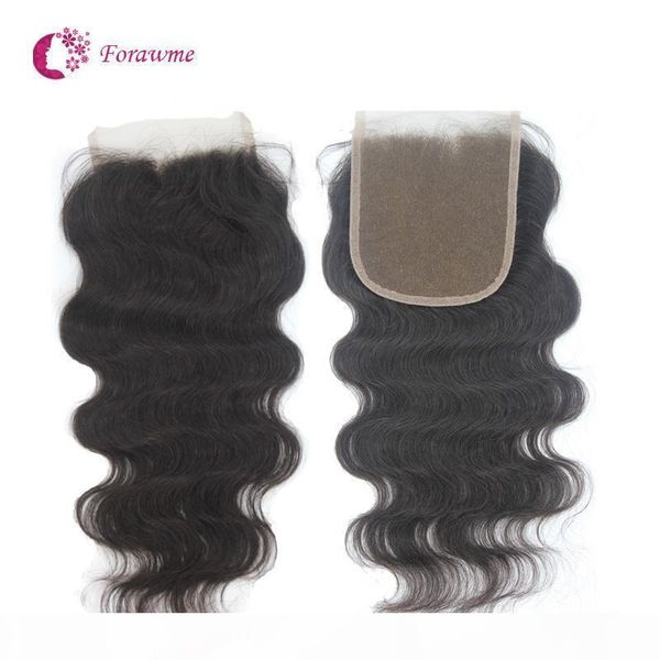 

5*5 100% remy brazilian human hair middle or part body wavy lace hair closures 10"-20" 1b virgin straight hair closures, Black