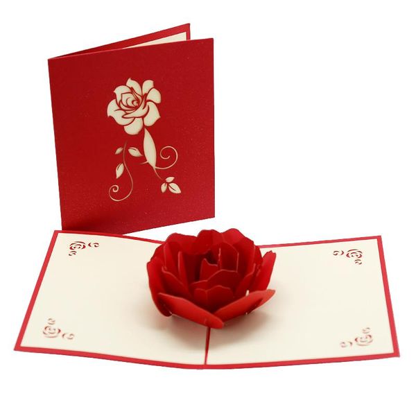 

10 pcs 3d hollow rose flower greeting cards valentine's day mothers day thanksgiving gifts three-dimensional paper sculpture