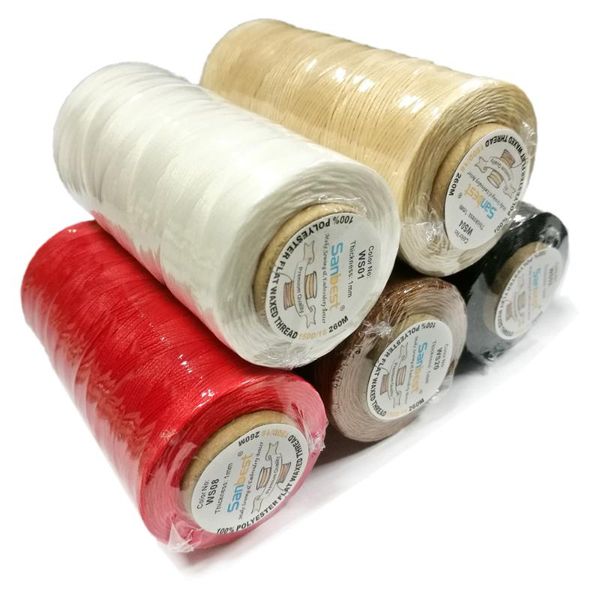 

san1mm 260 meter 22 colors durable leather waxed thread cord for diy handicraft tool stitching thread 150d/16, Black;white