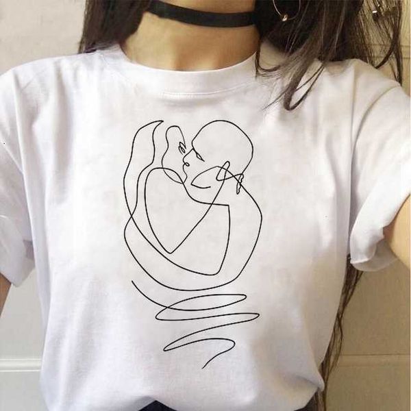 

black and white abstract face print t-shirt women's large size short sleeve