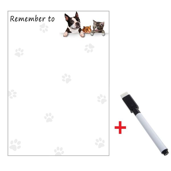 

magnetic whiteboard fridge magnets dry wipe marker record message board reminder memo pads daily week planner dog cat note list wmtdfp