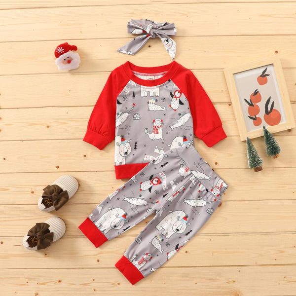 

modyler set coat kids baby рождество 2020 мода осень зимние животные распечатать о-шеи топы брюки лук оголовки детская одежда, White