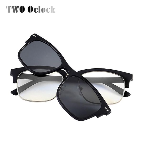 

sunglasses two oclock multi-clips eyewear magnetic clip on men women polarized tr90 square optical myopia eyeglass frame l2275, White;black