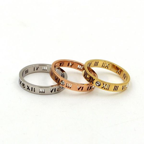 

women titanium steel jewelry roman numerals rings for women cz crystals rings trendy party love ring couple r006 sqcrje, Silver